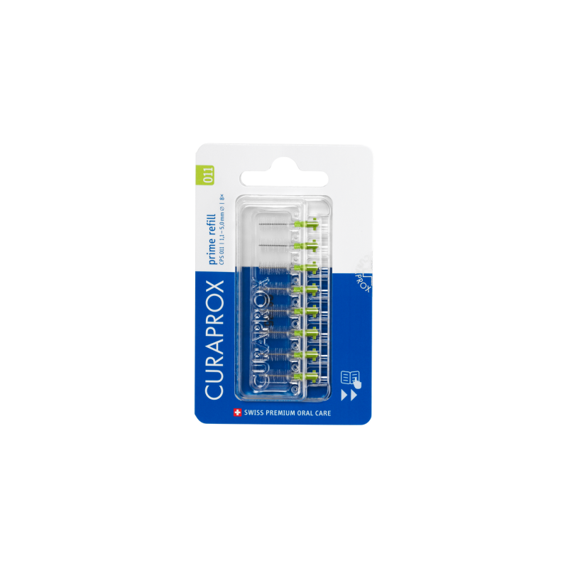 Curaprox CPS 011 Prime világoszöld fogköztisztító kefe UTÁNTÖLTŐ (8 db)