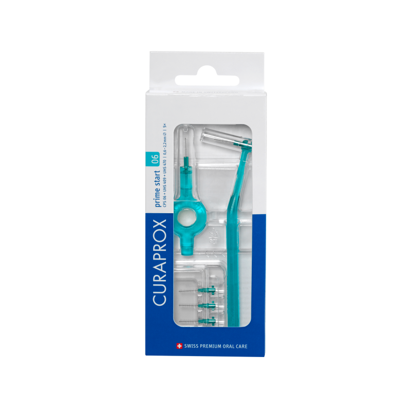 Curaprox CPS 06 Prime Start TÜRKIZ fogköztisztító kefe (5db + kétféle tartónyél)