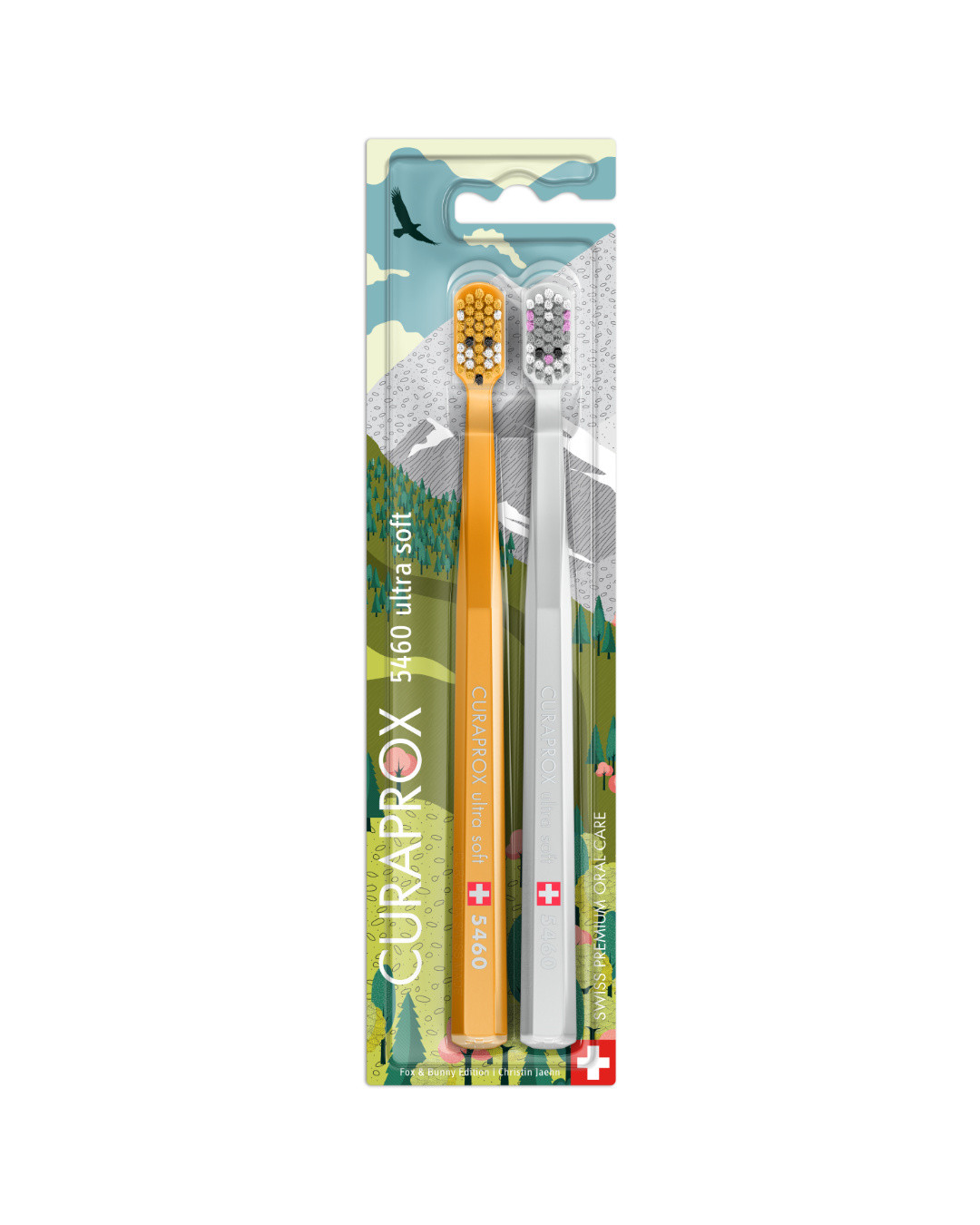CURAPROX CS 5460 ULTRA SOFT FOX AND BUNNY LIMITED EDITION FOGKEFE DUO